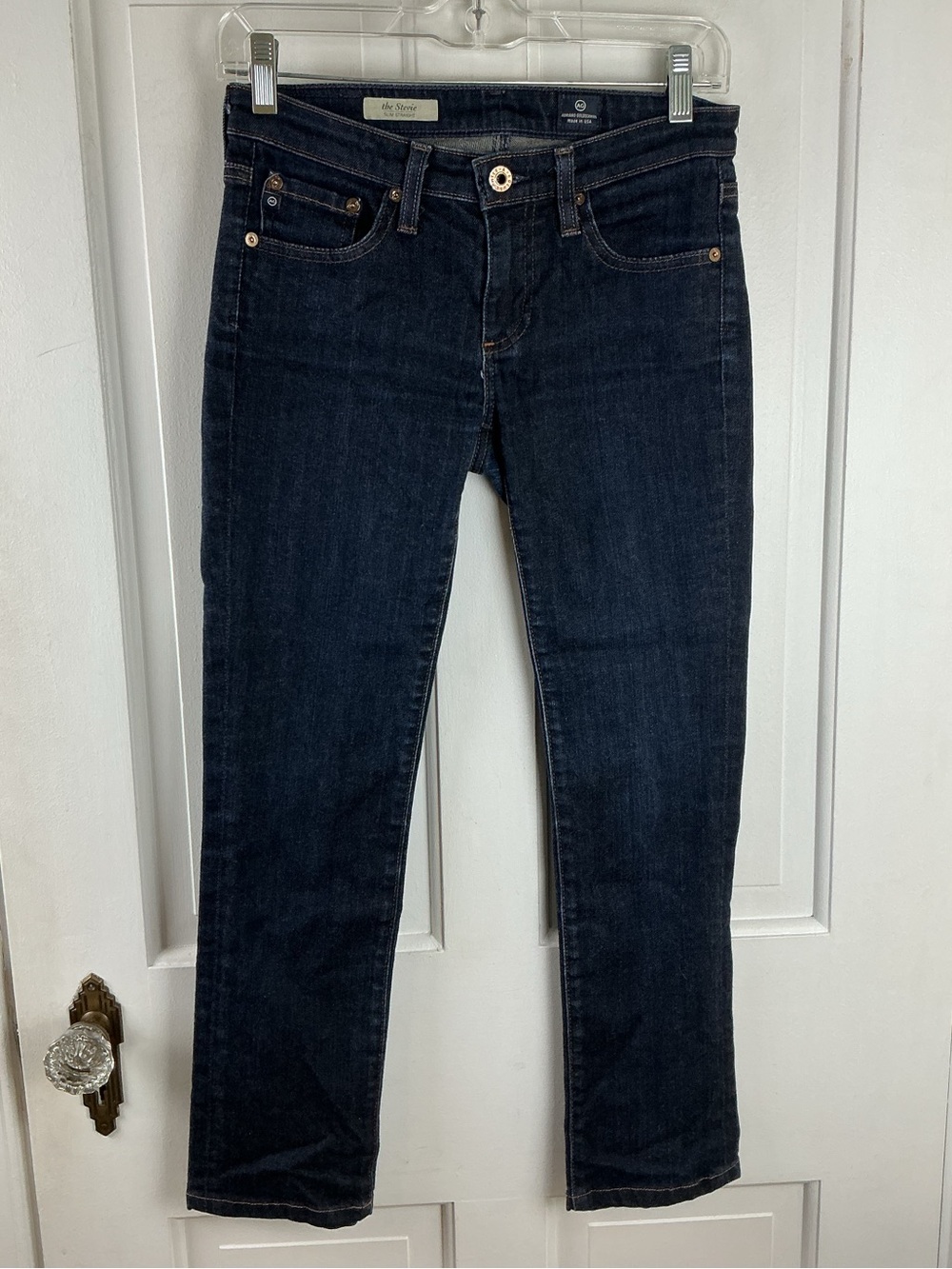 AG Adriano Goldschmied The Stevie Slim Straight Jeans Dark Wash Womens 26R USA